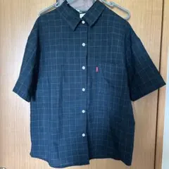 緑 チェックシャツ ポリエステル