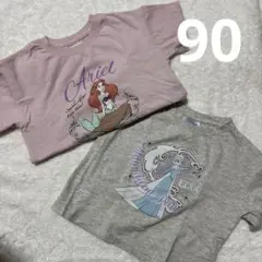 Disney アリエル エルサ 半袖Tシャツ 2枚セット 90cm
