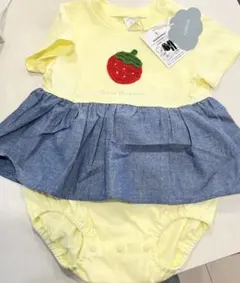 新品 ベビー 半袖 ロンパース スカート付き イチゴ 80cm 綿100% 夏