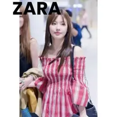 ZARA WOMAN オフショルダー チェック柄 トップス XS