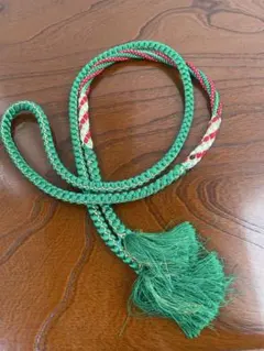 正絹　緑と赤の帯締め