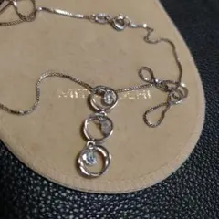 スワロフスキー 仕様925刻印イタリア チェーン 3連ネックレスセンターキラキラ