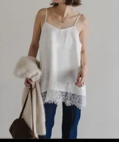 Bonjour Sagan レーストリムキャミソール