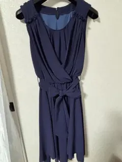 （新品未使用）ネイビー カシュクールアシンメトリーワンピース