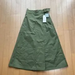 NATURAL BEAUTY BASIC オリーブ ベルト付きロングスカート