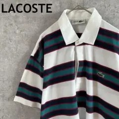 LACOSTE Golf ボーダーポロシャツ　　半袖　鹿の子　メンズLサイズ
