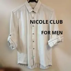 NICOLE CLUB FOR MEN メンズ ストライプ柄 七分袖シャツのサムネイル