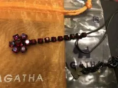 agatha ピンク系ラインストーン　ぶら下がりネックレス