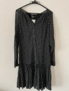 ダーマコレクション シルク混 カシュクール ロングワンピース 黒