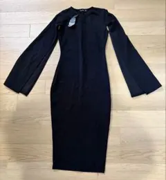 新品未使用品　boohoo ブラック ケープスリーブミディドレス UK8