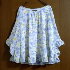 ジャスグリッティー　花柄フリル　シアーブラウス　七分袖