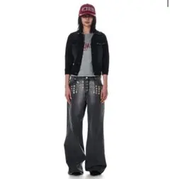 METAL EYELET SEMI LOOSE DENIM