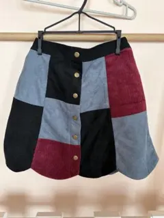 パッチワーク コーデュロイ ミニスカート