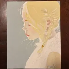 アクリル画【三つ編みの少女】