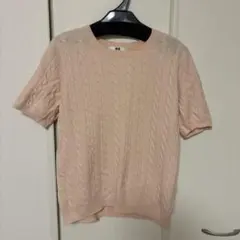 UNIQLO ケーブルニット 半袖 ピンク L