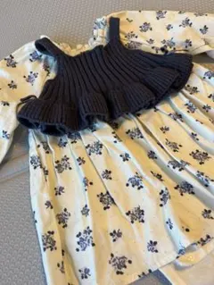 【超美品】petit main 花柄ワンピースビスチェセット