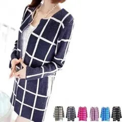 カーディガン レディース/チェック柄コート/レディース 秋冬/薄手 コート