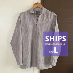 SHIPS／BAIRD McNUTT／麻／リネン／長袖／カプリシャツ／Lサイズのサムネイル