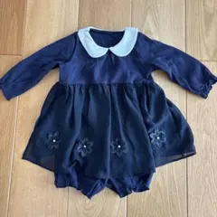 ネイビーフラワー刺繍ドレス 80