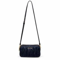美品 MIU MIU マテラッセ レザー ショルダーバッグ ネイビー