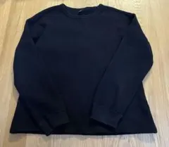 ワッフルカットソー　ブラック