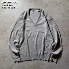 LONDON FOG Vネックニット古着USA製ライトベージュ 90s当時物レアのサムネイル