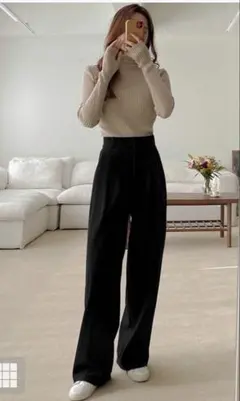 センタープレスストレートパンツ ai07 ブラック GRL グレイル