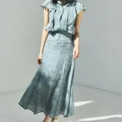 フレイアイディー ロングフレアスカート 【0】 ブルー ボタニカルフラワー 春