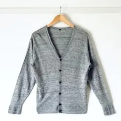【今だけ大特価・美品】無印良品 リネンVネックカーディガン グレー M メンズ