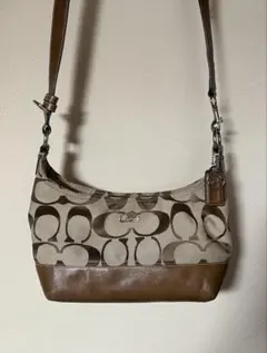 COACH コーチ　シグネチャー　ショルダーバッグ　ベージュ　ブラウ　17491