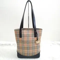 超人気☆【バーバリー】ノバチェック　縦型　トートバッグ　チャーム　ホースロゴ