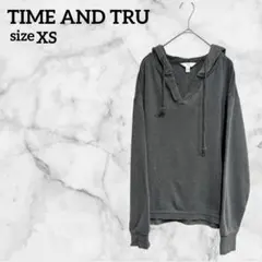 TIME AND TRU【M】パーカー ダークグレー フード付き 海外古着