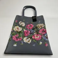 FEILER 花柄刺繍 トートバッグ グレー
