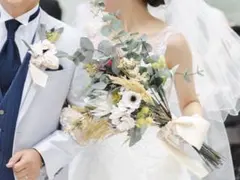 【高級造花】ブーケ＆ブートニアセット ブーケ 造花 結婚式 前撮りのサムネイル