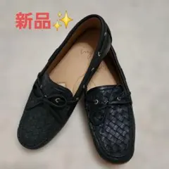 新品✨ing 編み込みデザイン 黒ローファー❤24.5㎝