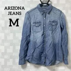 ARIZONA JEANS 【M】デニムシャツ 長袖 胸ポケット ブルー