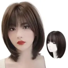 DAZZLEフルウィッグ 人毛 前髪 ぱっつん ボブ