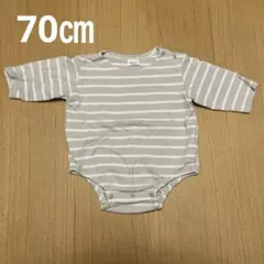 長袖ロンパース 70㎝　ストライプ　バースデイ