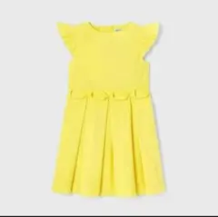 jacadi 4A イエロー フリル袖 プリーツ ワンピースのサムネイル