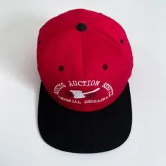 海外古着 刺繍 アメリカ企業 オークション トラッカーキャップ レッド ブラック