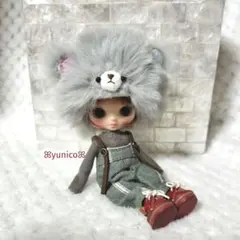 プチブライス モッフモフのクマちゃんのかぶりもの 帽子 アウトフィット