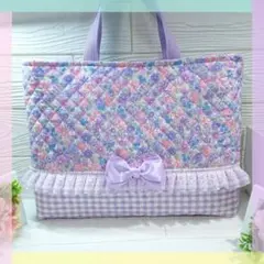 ぬれおかき様専用ページ(スナップボタン)レッスンバッグ☆158　レース&りぼん