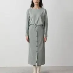 AZUL BY MOUSSY フロントボタン カットワンピース グリーン カーキ