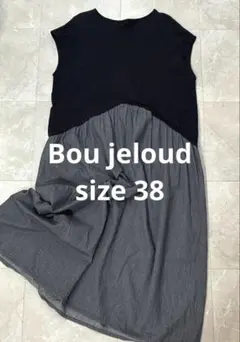 bou jeloud ワンピース 幅広 ポケット 半袖 ブラック M デニム