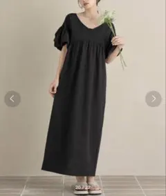 hinari パフスリーブ ワンピース ブラック