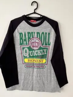 BABY DOLL 長袖カットソー Mサイズ グレー/ネイビー