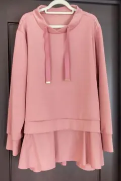 フリル付きピンク長袖トップス3L