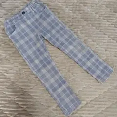 グレー系チェック柄長ズボン