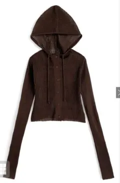 GRL フード付き透かし編みニットカーディガン［gn525］ブラウン