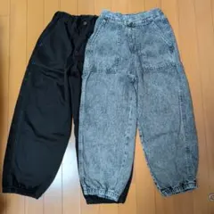 子供用 GU ロングパンツ 2点セット 140cm ブラック グレー